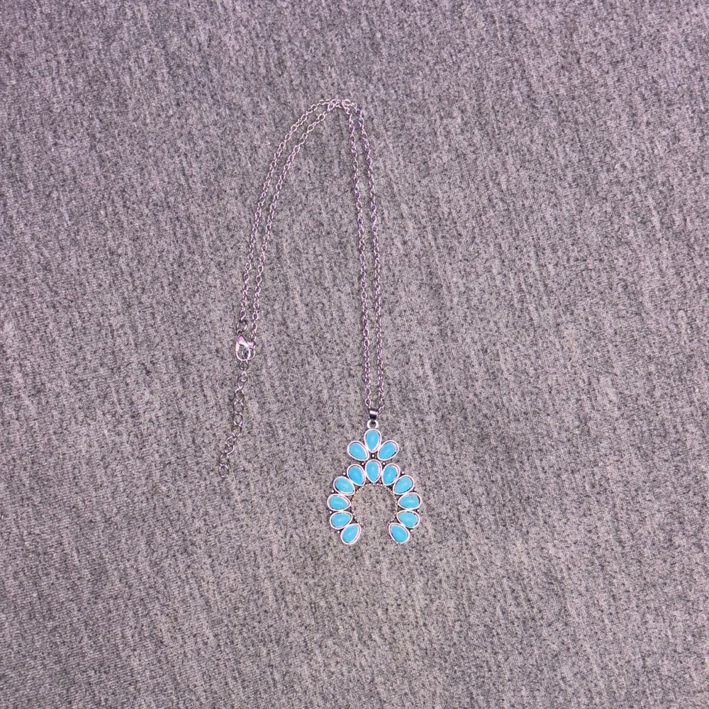 Buckle Silver and Blue Teardrop Necklace